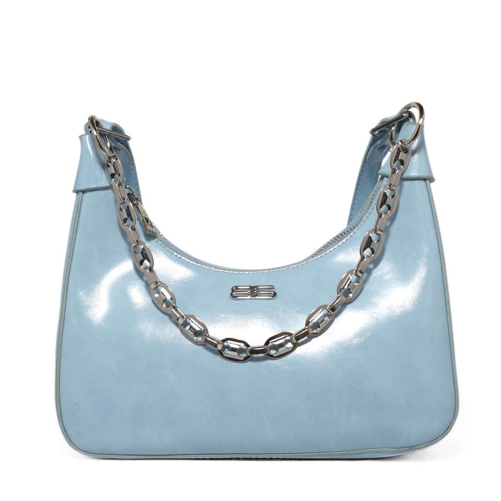 Gloss Blue Metal Chain Bag