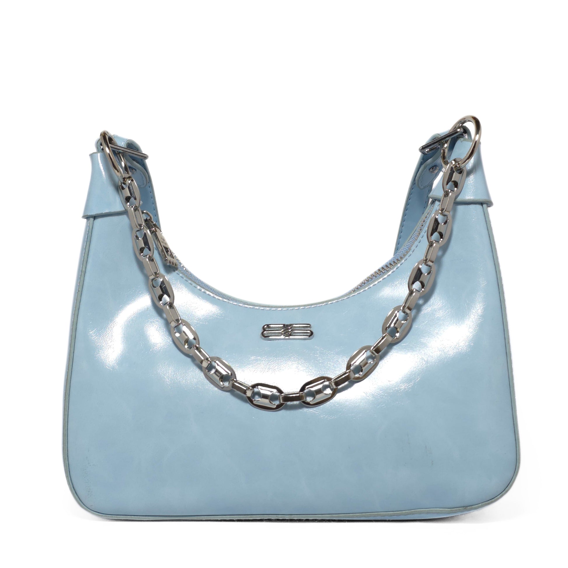 Gloss Blue Metal Chain Bag