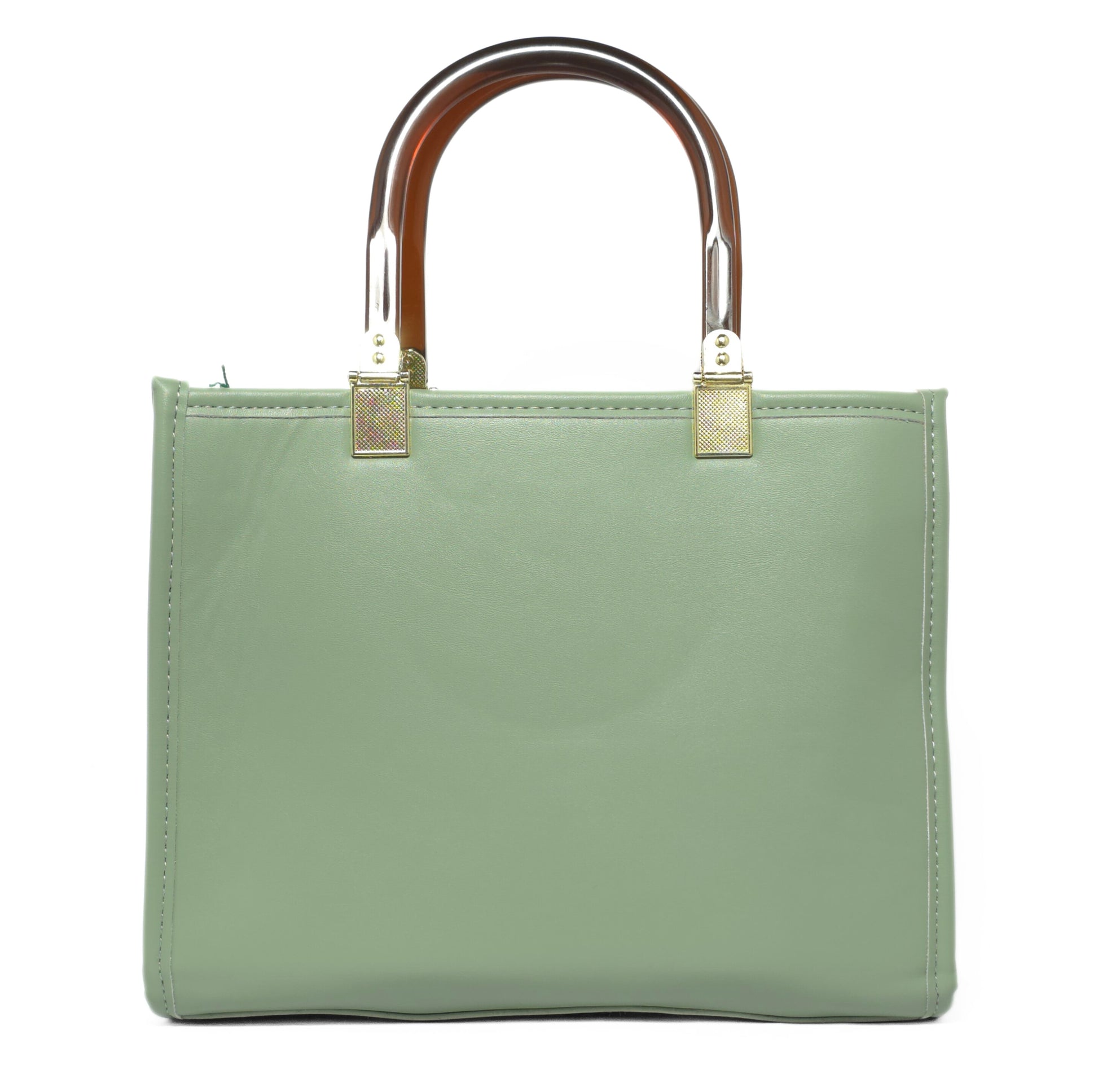Structured Handle Green Bag