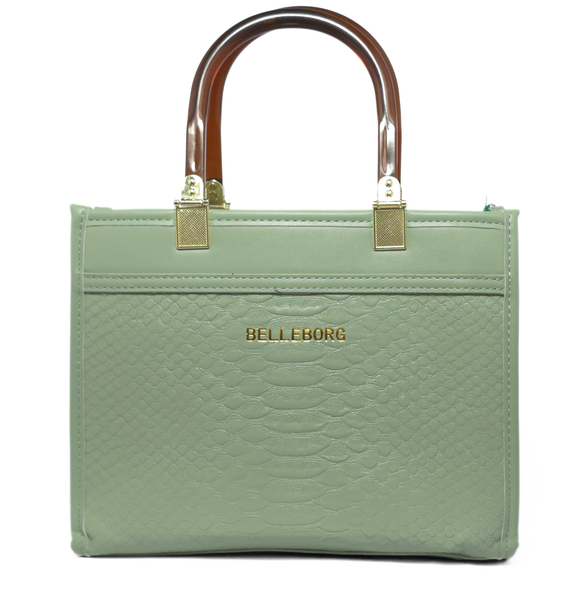 Structured Handle Green Bag