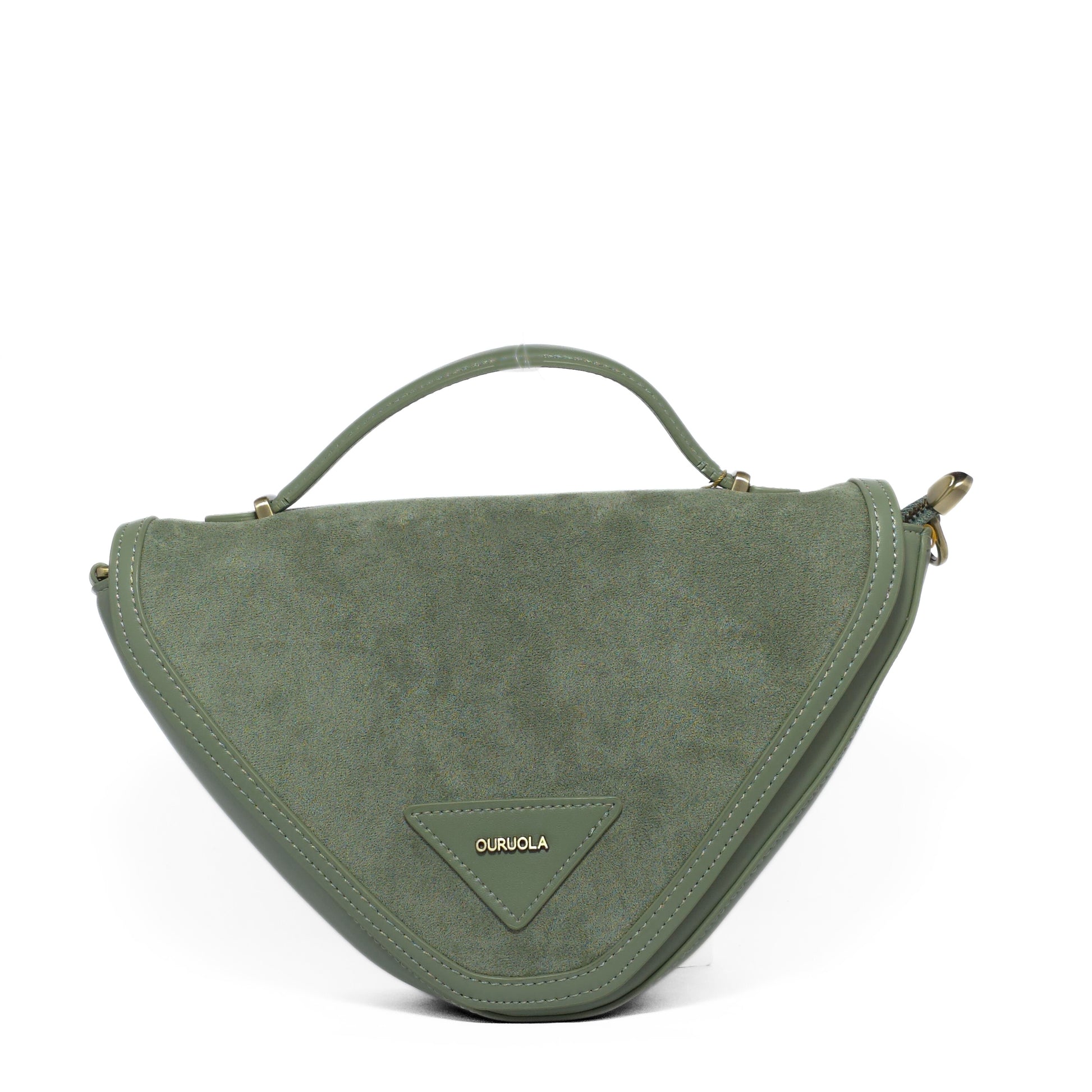 Olive Green Triangle Suede Bag