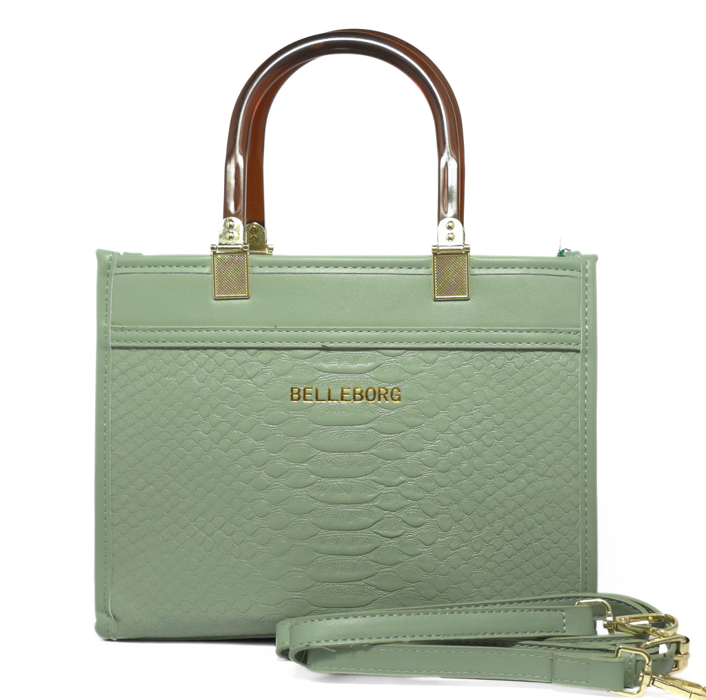 Structured Handle Green Bag