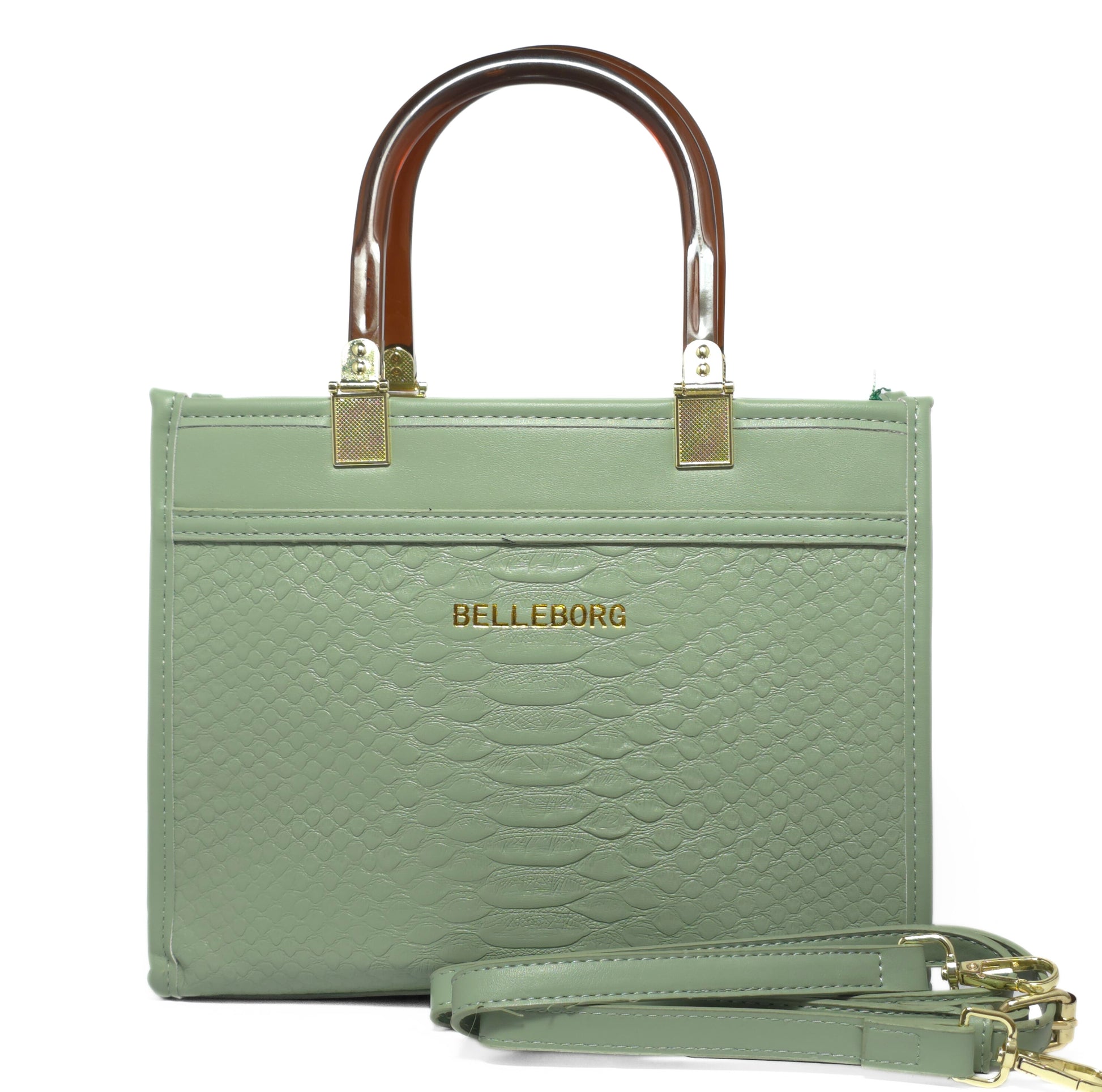 Structured Handle Green Bag