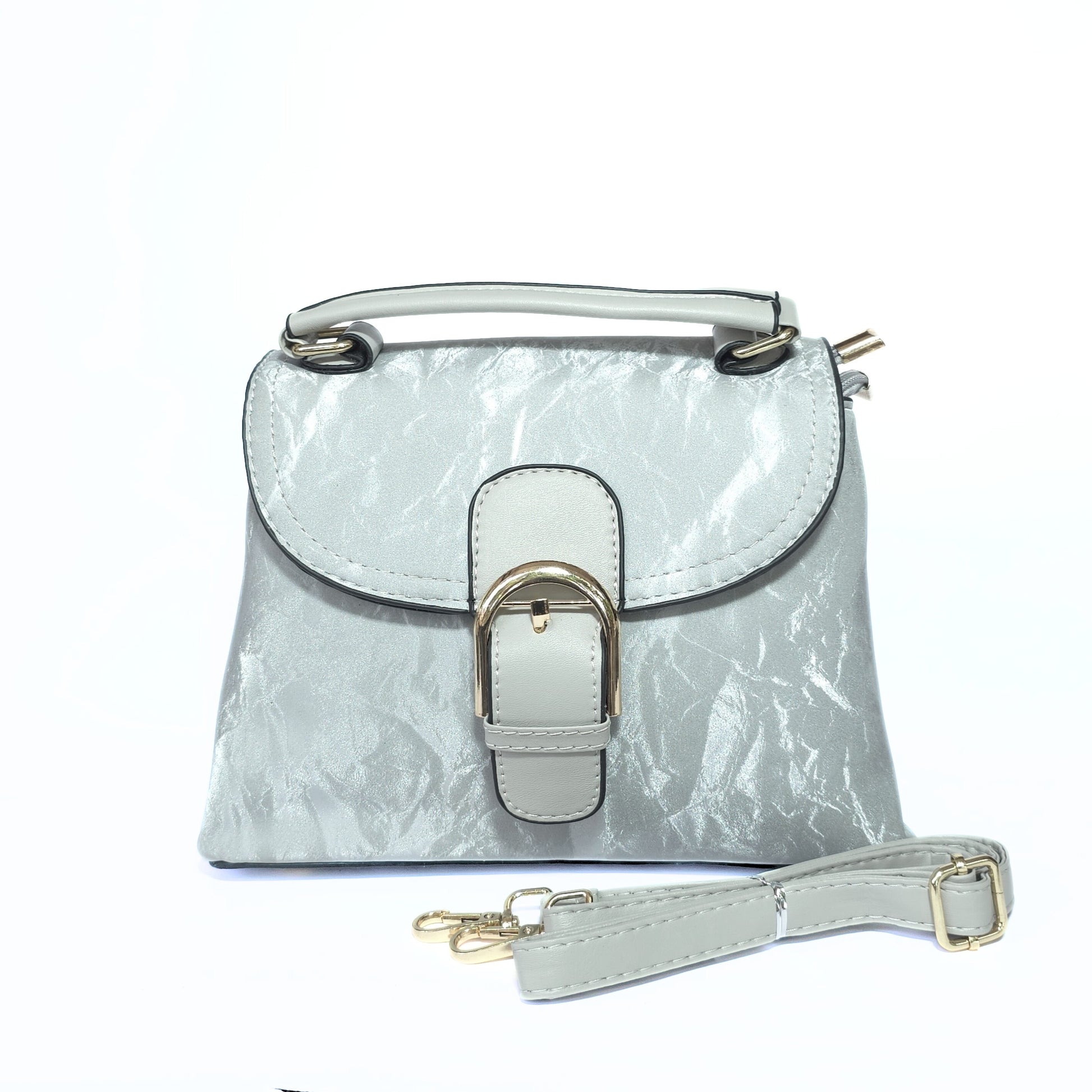 Structured Flap Bag with Gold Buckle