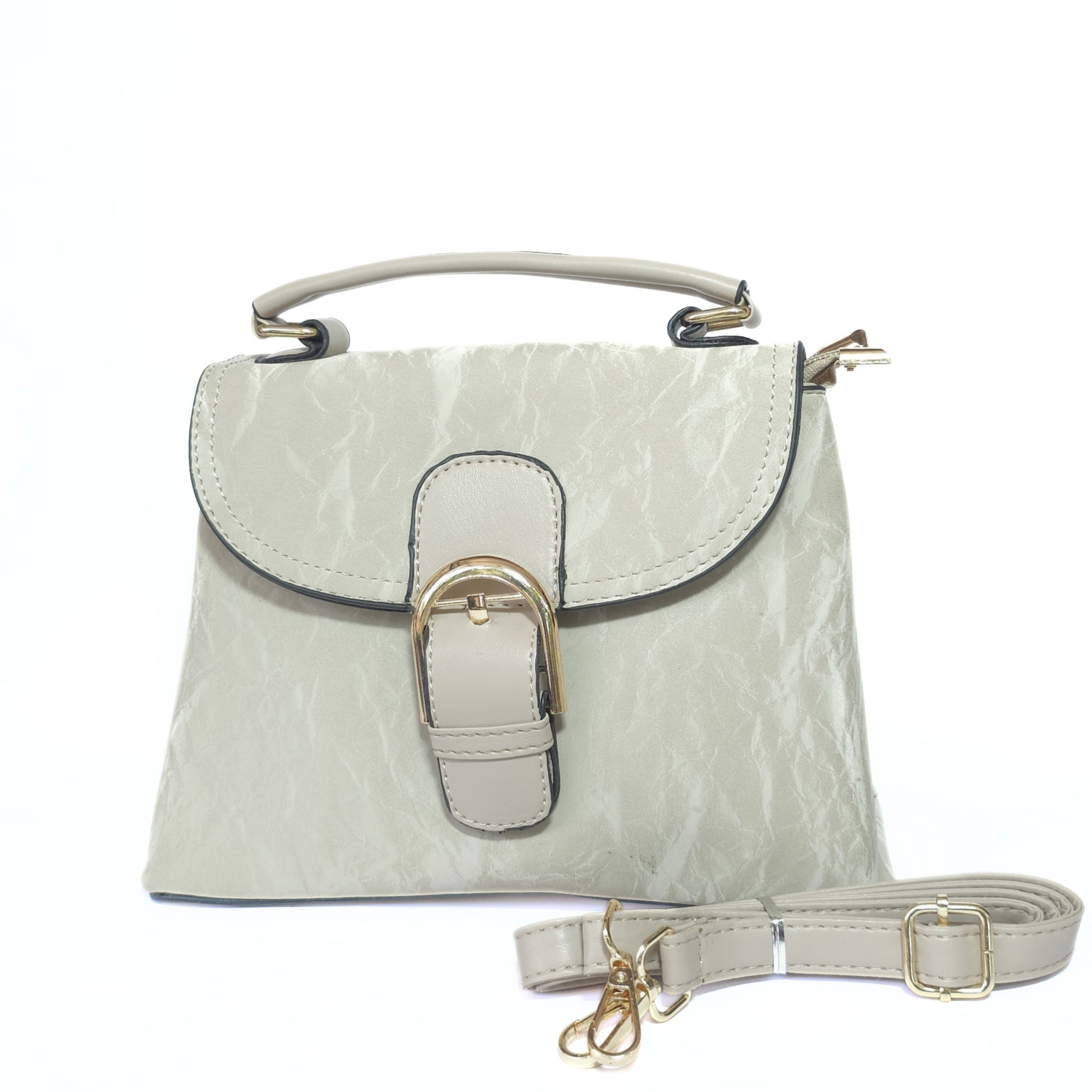 Structured Flap Bag with Gold Buckle