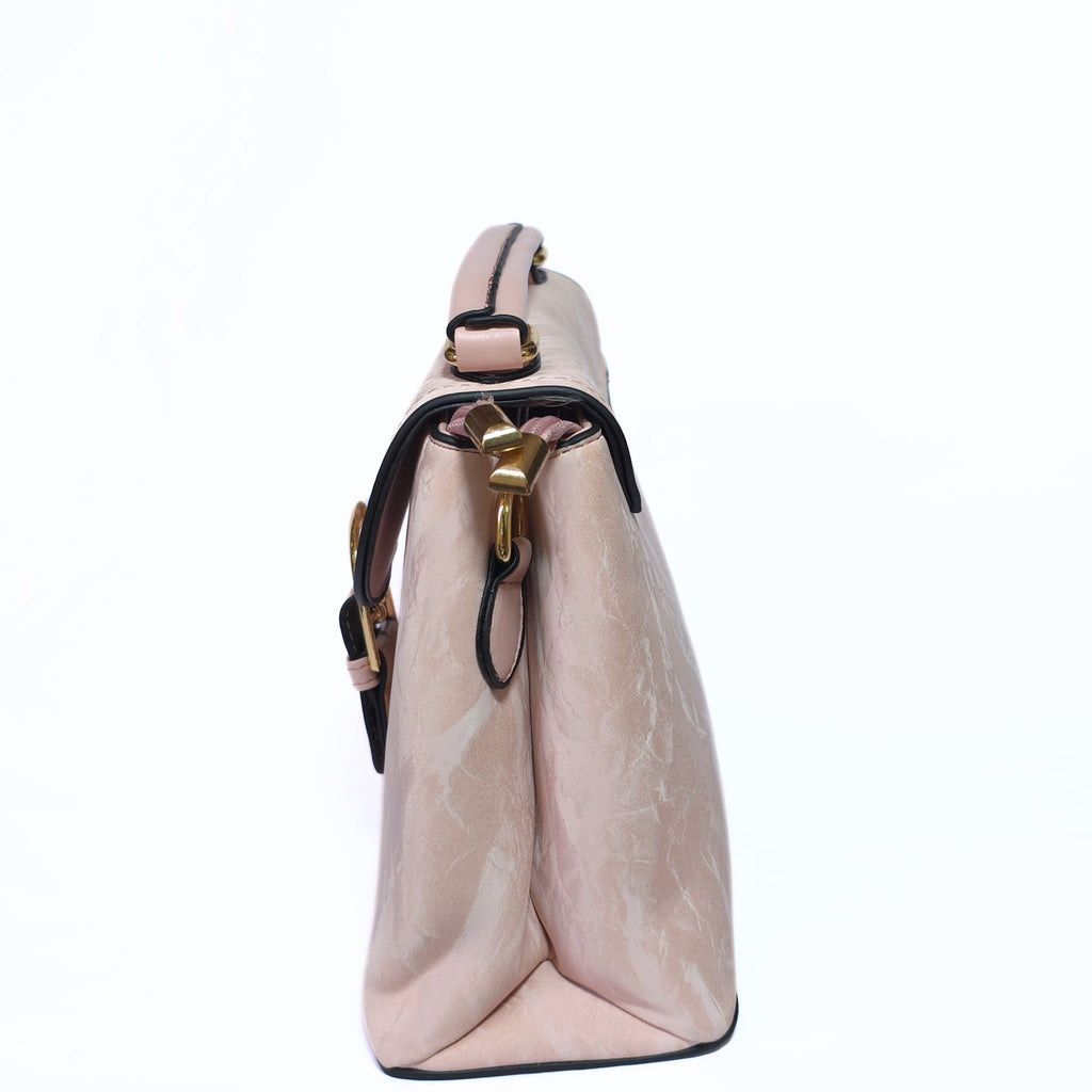 Structured Flap Bag with Gold Buckle
