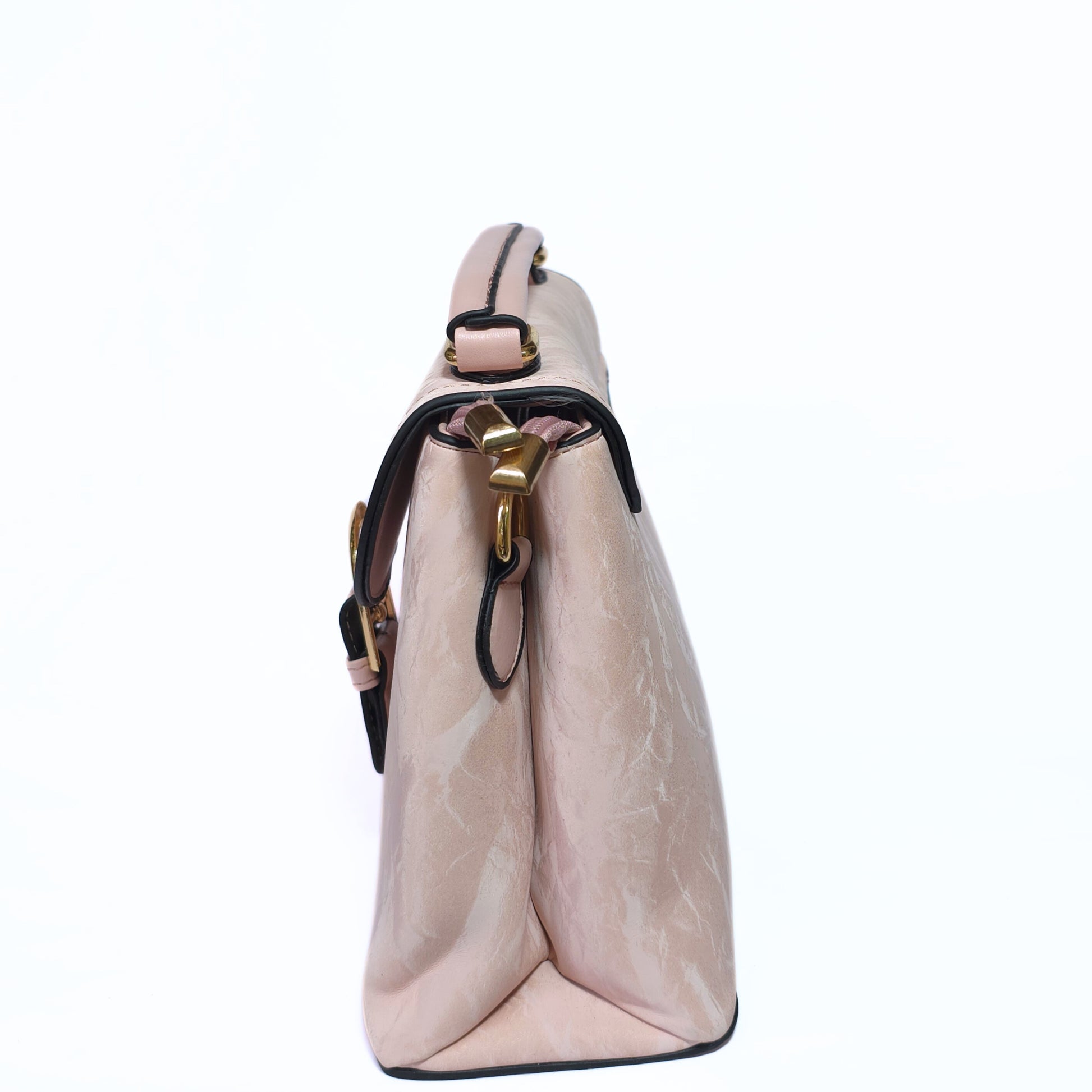 Structured Flap Bag with Gold Buckle