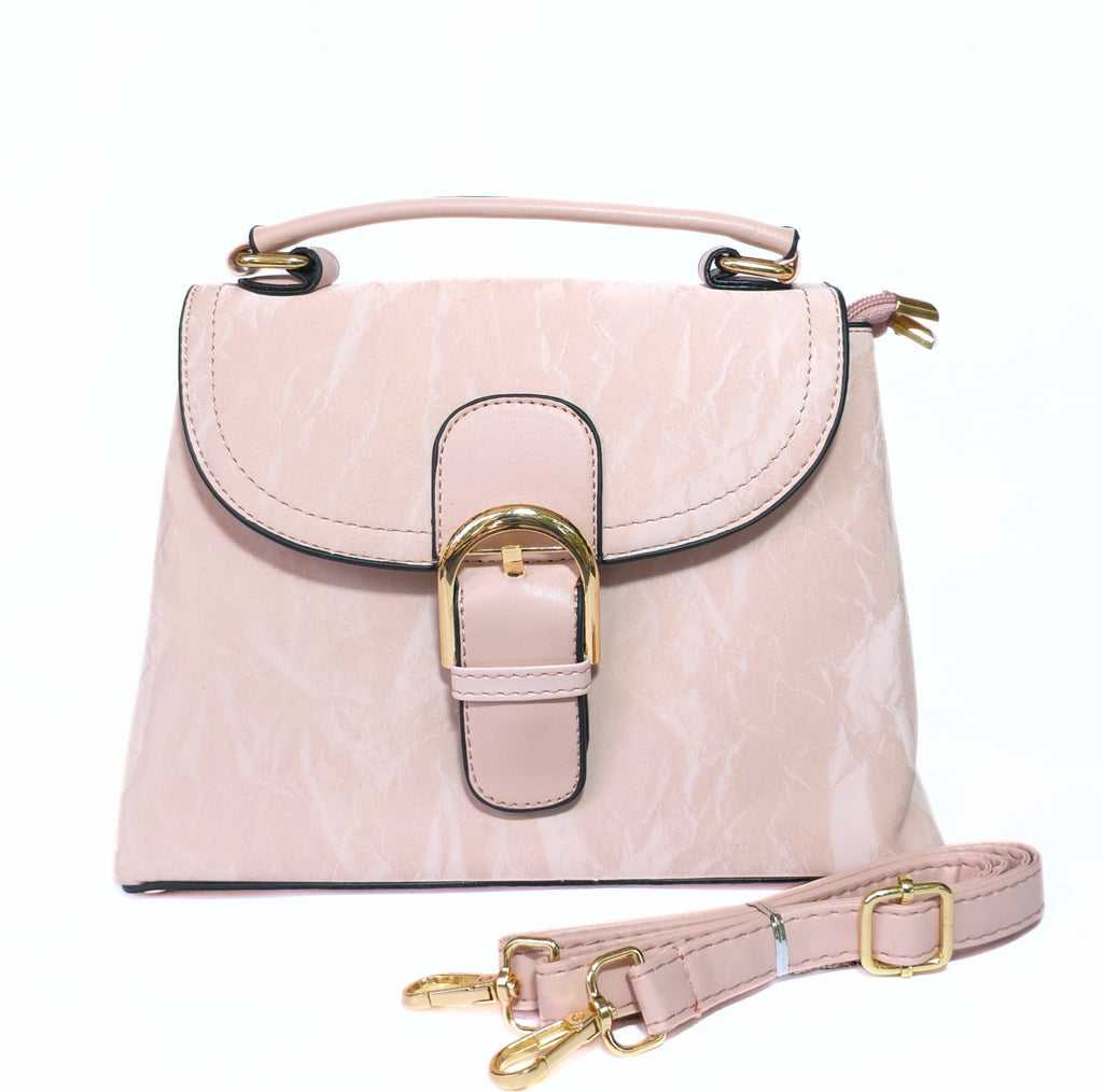 Structured Flap Bag with Gold Buckle