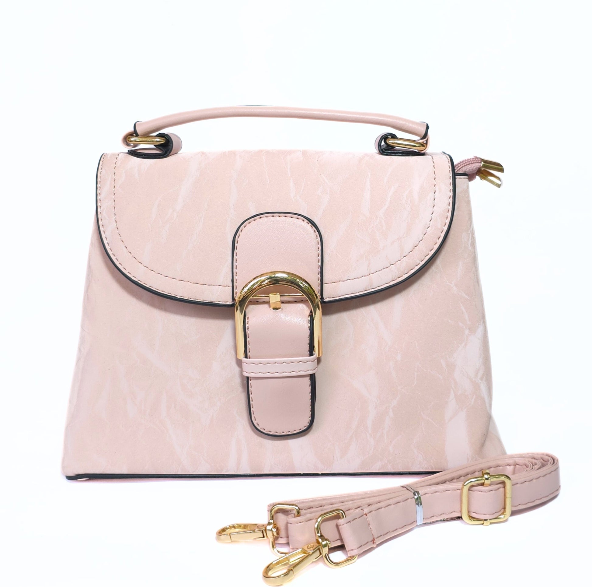 Structured Flap Bag with Gold Buckle