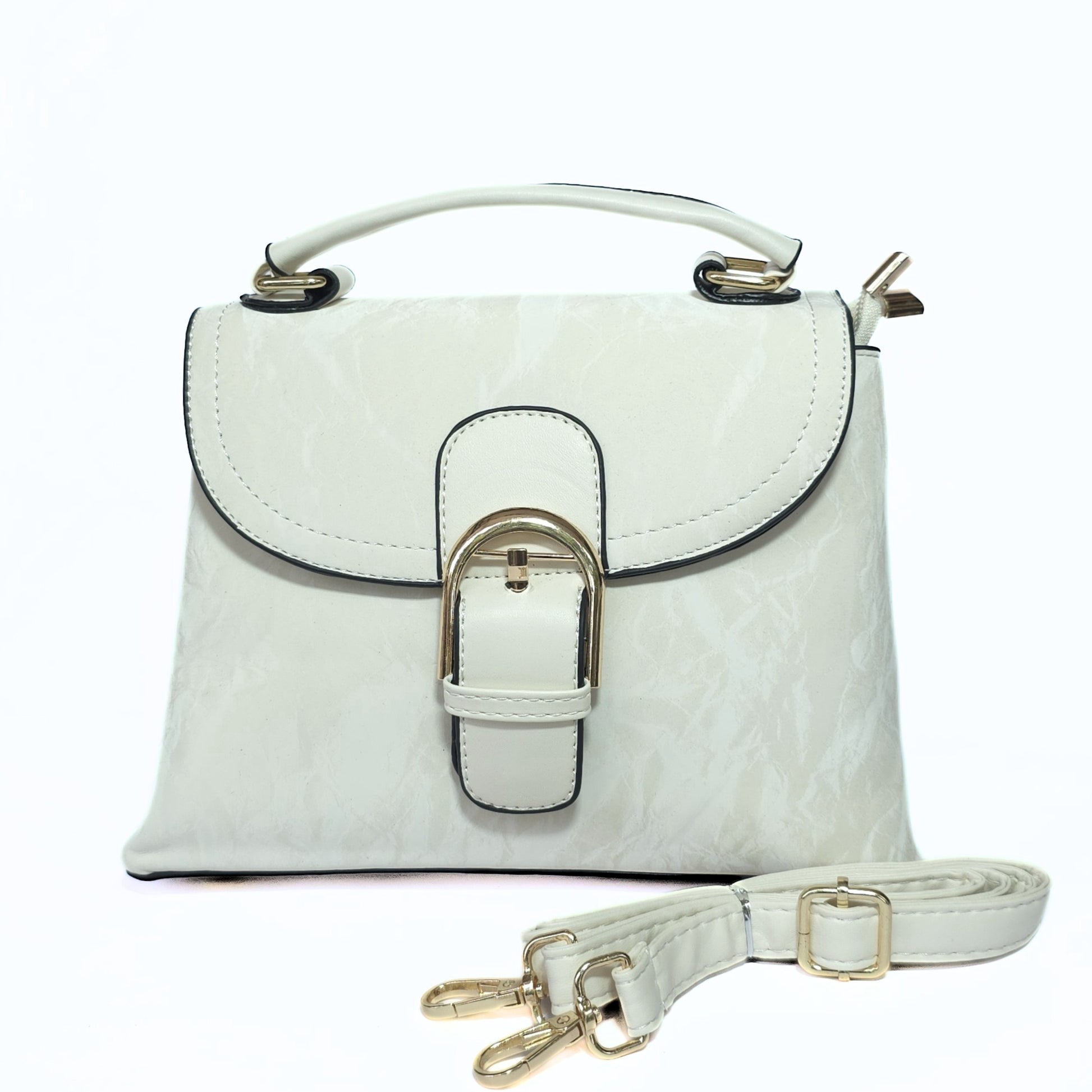 Structured Flap Bag with Gold Buckle