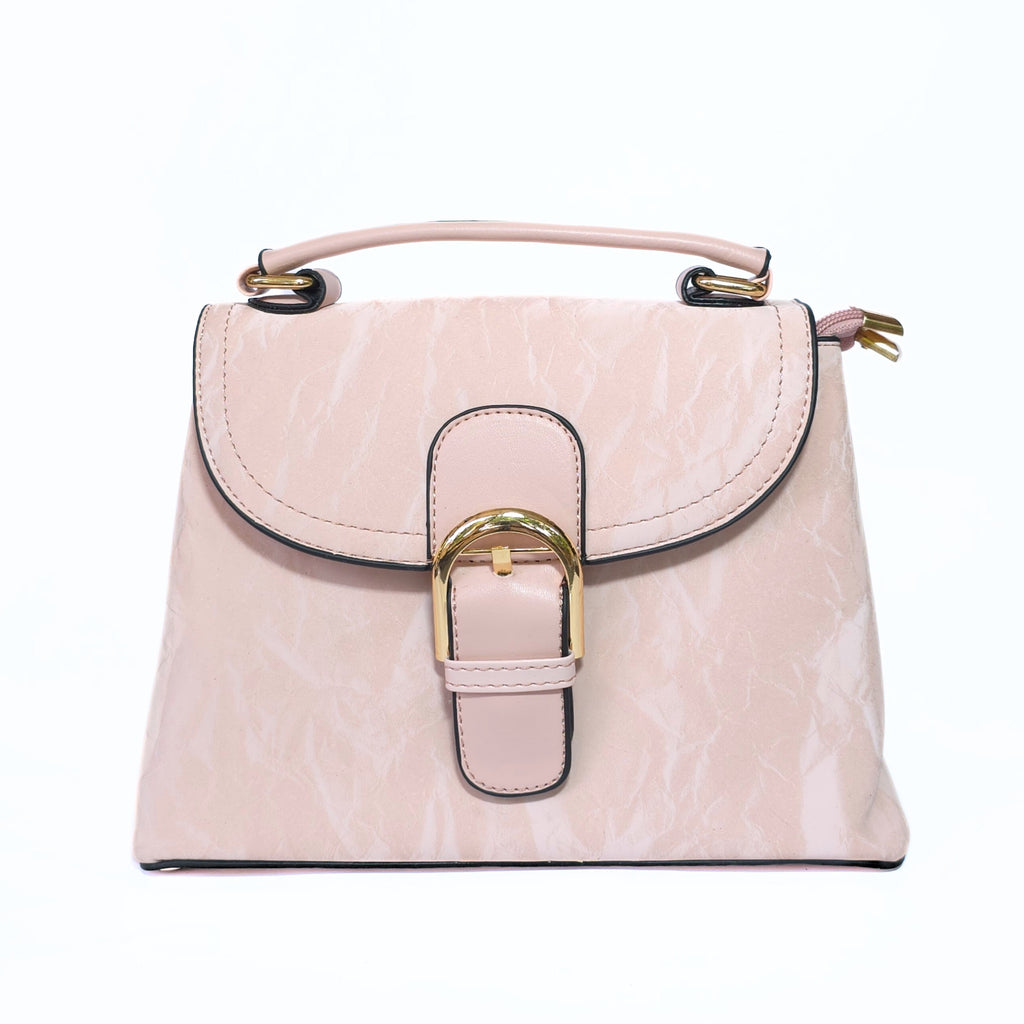 Structured Flap Bag with Gold Buckle