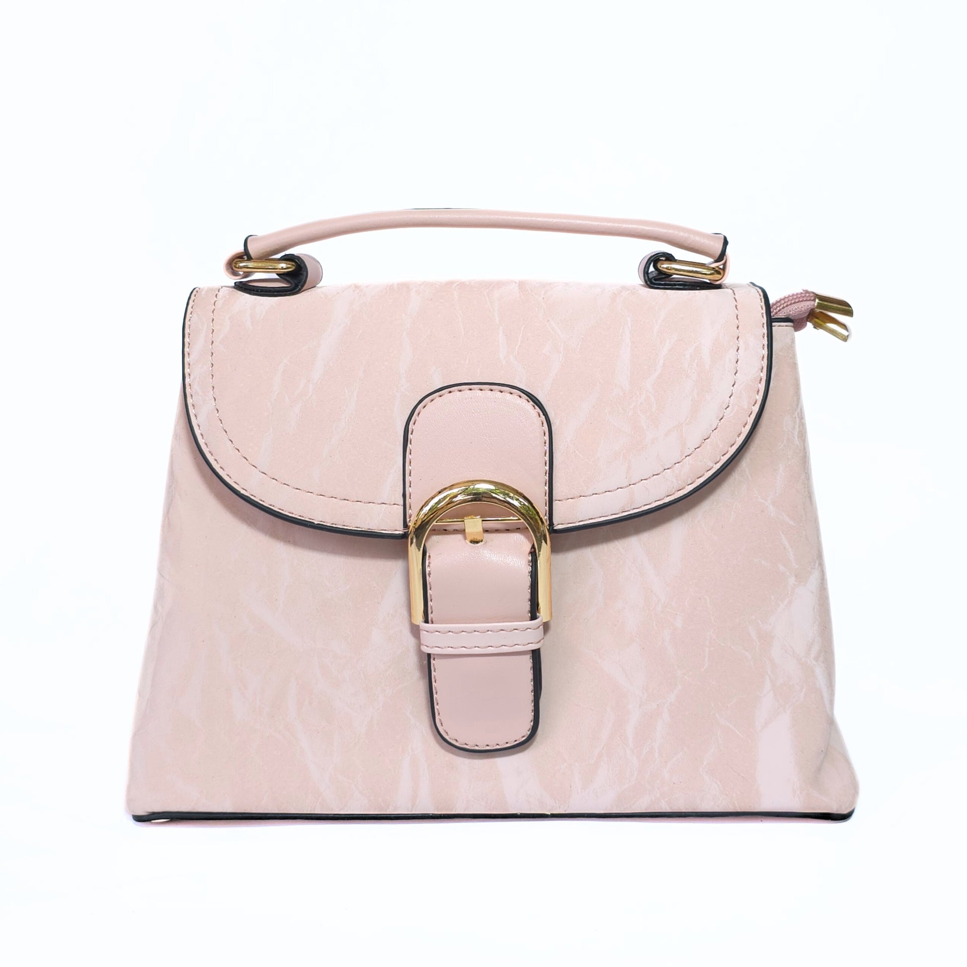 Structured Flap Bag with Gold Buckle